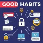 Illustration of good security habits in cybersecurity