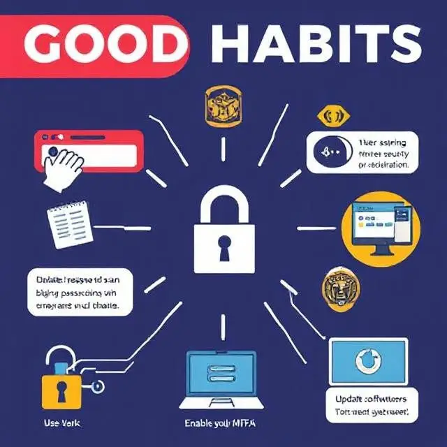 Illustration of good security habits in cybersecurity