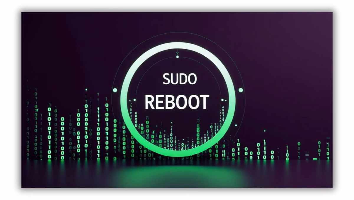 Linux terminal showing linux reboot command execution with a safe system restart in progress”