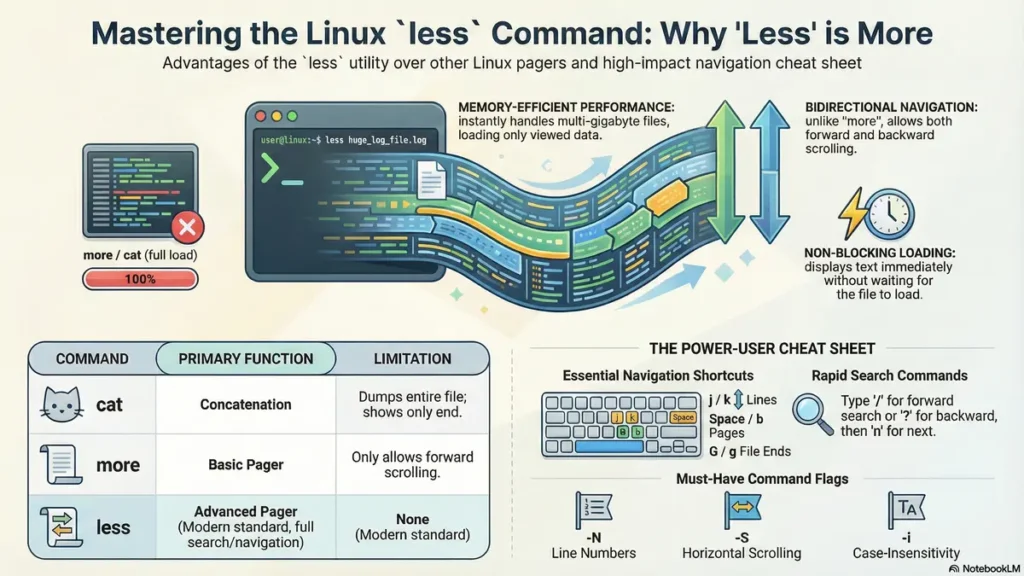 less command in linux
